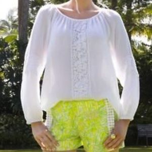 Lilly Pulitzer Briony Crochet Trim Long Sleeve Top